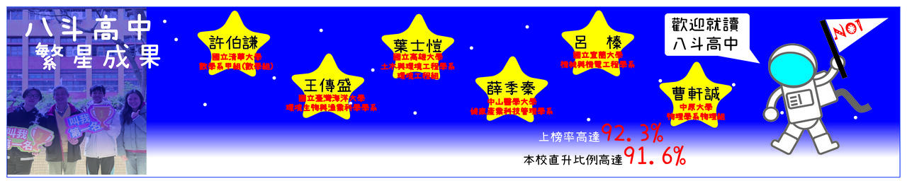 八斗高中 114年繁星放榜  八斗高中 114年繁星放榜